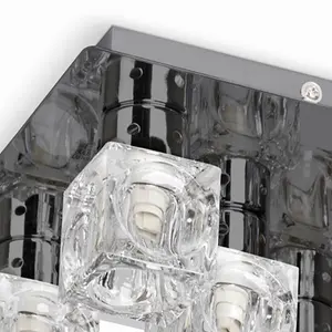 ValueLights Ritz Pair of Modern Black Chrome Ice Cube 5 Way Flush Ceiling Lights