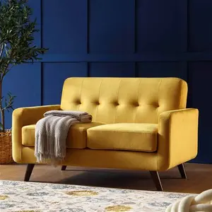 Clarence 2-Seater Sofa In Mustard Yellow Velvet - Daals - Sofas