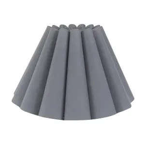 ValueLights Lauren Grey Fabric Pleated Scallop Edge Tapered Ceiling Floor Table Lamp Shade with LED Bulb