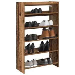 Berkfield Shoe Rack Old Wood 60x25x100 cm Engineered Wood