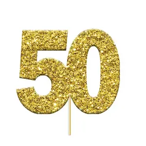 Anniversary House Glitter 50th Birthday Paper Cupcake Topper (Pack of 12) Gold (One Size)