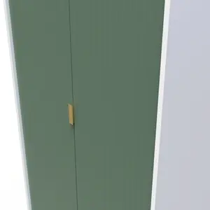 Linear Ready assembled Modern Matt green & white Tall Double Wardrobe (H)1970mm (W)740mm (D)530mm