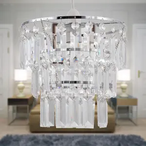 First Choice Lighting Set of 2 Three Tier Acrylic Crystal Light Shades