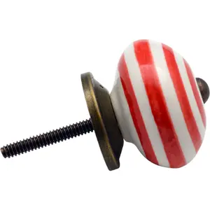 Nicola Spring - Round Ceramic Cabinet Knobs - Stripe - Pack of 6