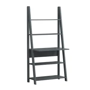 Riva Retro Ladder Bookcase Desk Shelving Shelf Unit 5 Tier Dark Grey