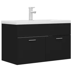 Berkfield Sink Cabinet with Built-in Basin Black Engineered Wood