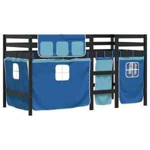 Berkfield Kids' Loft Bed with Curtains without Mattress Blue 90x200 cm