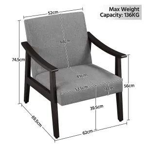 Yaheetech Dark Grey Modern Fabric Accent Armchair with Rubber Wood Legs