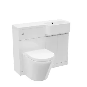 Nes Home 1000mm Right Hand Freestanding Cabinet White with Basin, WC Unit & Toilet