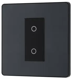 BG Evolve PCDMGTDM1B Matt Grey 1 Gang 200W Edge Dimmer - Black Insert