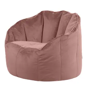 icon Sirena Scallop Chair Bean Bag Dusk Pink Velvet Bean Bags