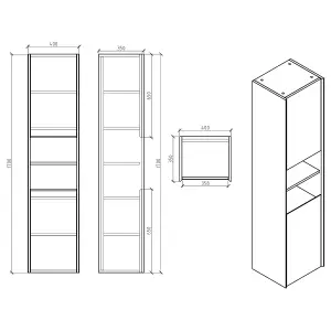 Nebula Tall Storage Unit in Concrete