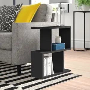 Barbara Side Table Modern 2-Tier Design with Storage Compartments Anthracite