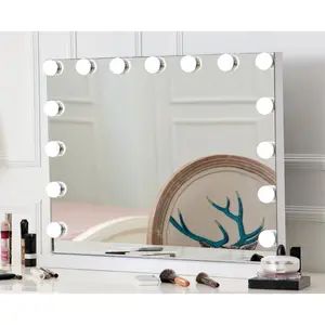 Metal Flat LED Floor Mirror White