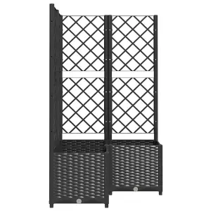 Berkfield Garden Planter with Trellis Black 80x80x136 cm PP