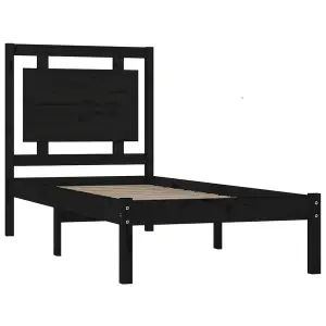 Berkfield Bed Frame Black Solid Wood 100x200 cm