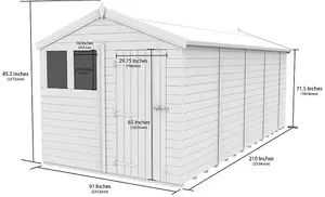 DIY Sheds 8x18 Apex Shed - Double Door With Windows