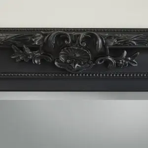 Wall Mirror Carved Louis Decorative Rectangular shape with Black Ornate Frame- H110cm x W 80cm x D 6.5cm for Hanging in Bedroom