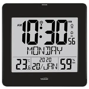 Large Jumbo LCD Radio Controlled Wall Clock  with Temperature and Humidity display  YC8059