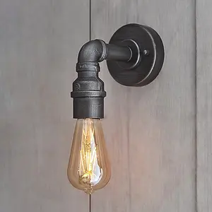 Luminosa Pipe 1 Light Wall Light Aged Pewter Paint, E27