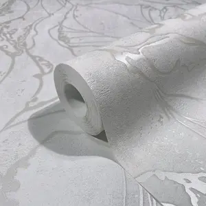 Galerie The New Design Book Textures Metallic White Graphic Swirls Wallpaper Roll