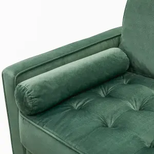 Edward Velvet Sofa 2 Seater Luxury Velvet Sofa Couch Settee Bolster Cushions, Green