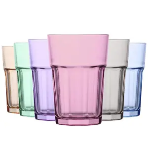 365ml Highball Glass Green/Pink/Grey/Purple / 12