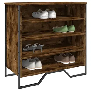 Berkfield Shoe Cabinet Smoked Oak 80x38x78 cm Engineered Wood