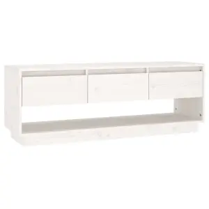 vidaXL TV Cabinet White 110.5x34x40 cm Solid Wood Pine