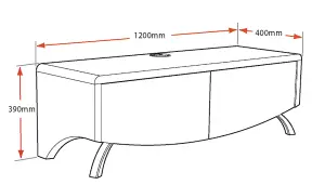 MDA Designs WAVE 1200 Oak with White Glass BeamThru Door 32"-60" Flat Screen Tv Cabinet with Mounting Bracket