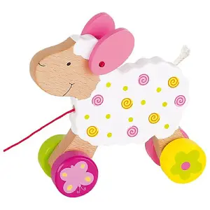 Goki Pull-Along Sheep w/ Wheels Wooden Toy