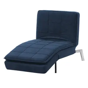 Fabric Chaise Lounge Navy Blue LOIRET