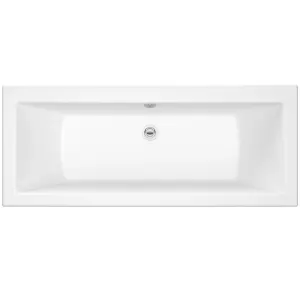 Cooke & Lewis Arezzo White Rectangular Straight Bath (L)170cm (W)75cm with center drain