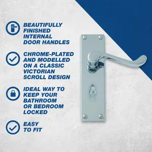 Intelligent Hardware - Internal Door Handle - Victorian Heavy Scroll - Lever on Backplate - Lever Bathroom Furniture -  Chrome