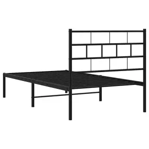 Berkfield Metal Bed Frame with Headboard Black 90x190 cm