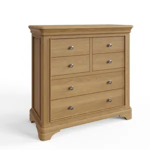 6 Drawer Solid Oak Natural Oak Chest Of Drawers Ready Assembled