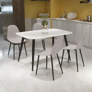 Core Products Aspen White 120cm Rectangular Dining Table with 4 Calico Plastic Curve Design Chairs