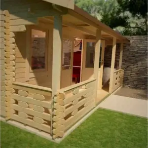 20ft x 14ft (5.95m x 4.50m) Leo 44mm Wooden Log Cabin (19mm Tongue and Groove Floor and Roof) (20 x 14) (20x14)