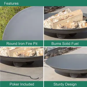 GardenKraft 10909 Round Fire Pit With Ball Base