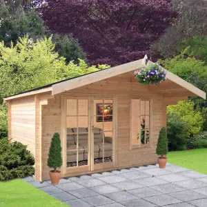 Shire Cannock 10x8 ft Toughened glass & 1 window Apex Wooden Cabin with Felt tile roof