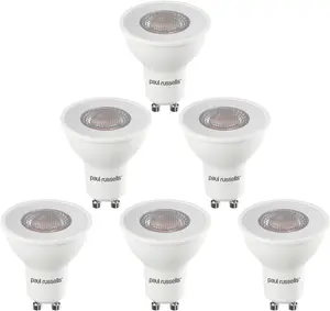 paul russells LED GU10 Light Bulb, 4.9W 480 Lumens, 60w Equivalent, 4000K Cool White, Ceiling Spotlights, Pack of 6