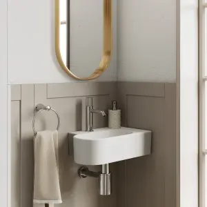 GoodHome Levanna Gloss White Rectangular Wall-mounted Cloakroom Basin (W)47.3cm