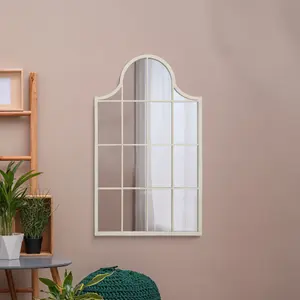 MirrorOutlet Arcus - White Metal Framed Arched Wall Mirror 41" X 24" (104CM X 62CM)