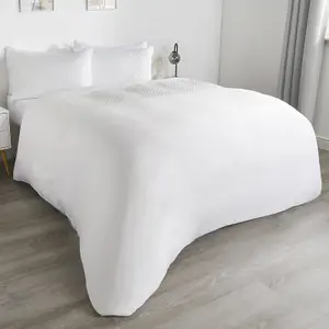 Filled Pinsonic Grid Panel Duvet Cover Bedding Set, White - Double