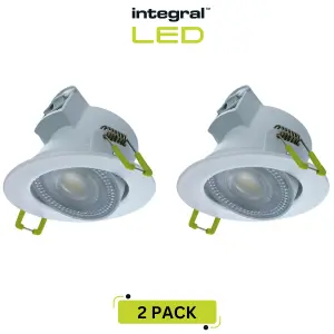 LED Downlights IP44 Tiltable 5.5W 550LM 3000/4000/6500K Switchable CCT Dimmable - White (2 Pack)