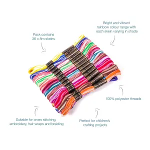 FLOSS SKEINS ASTD - Thread: Stranded Cotton: Variegated: Rainbow: 36 x 8m Skeins - Trimits