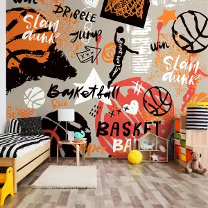 Origin Murals Graffiti Basketball Orange Paste the Wall Mural 350cm wide x 280m high