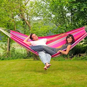 Amazonas Barbados Grenadine Double Cotton Traditional Garden Hammock With Bag