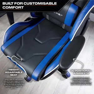 X-Rocker Agility eSport Gaming Chair Racing PC Reclining Adjustable PC Gaming Seat - BLUE