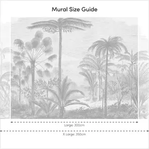 Etched Palms Mural In Grey (300cm x 240cm)